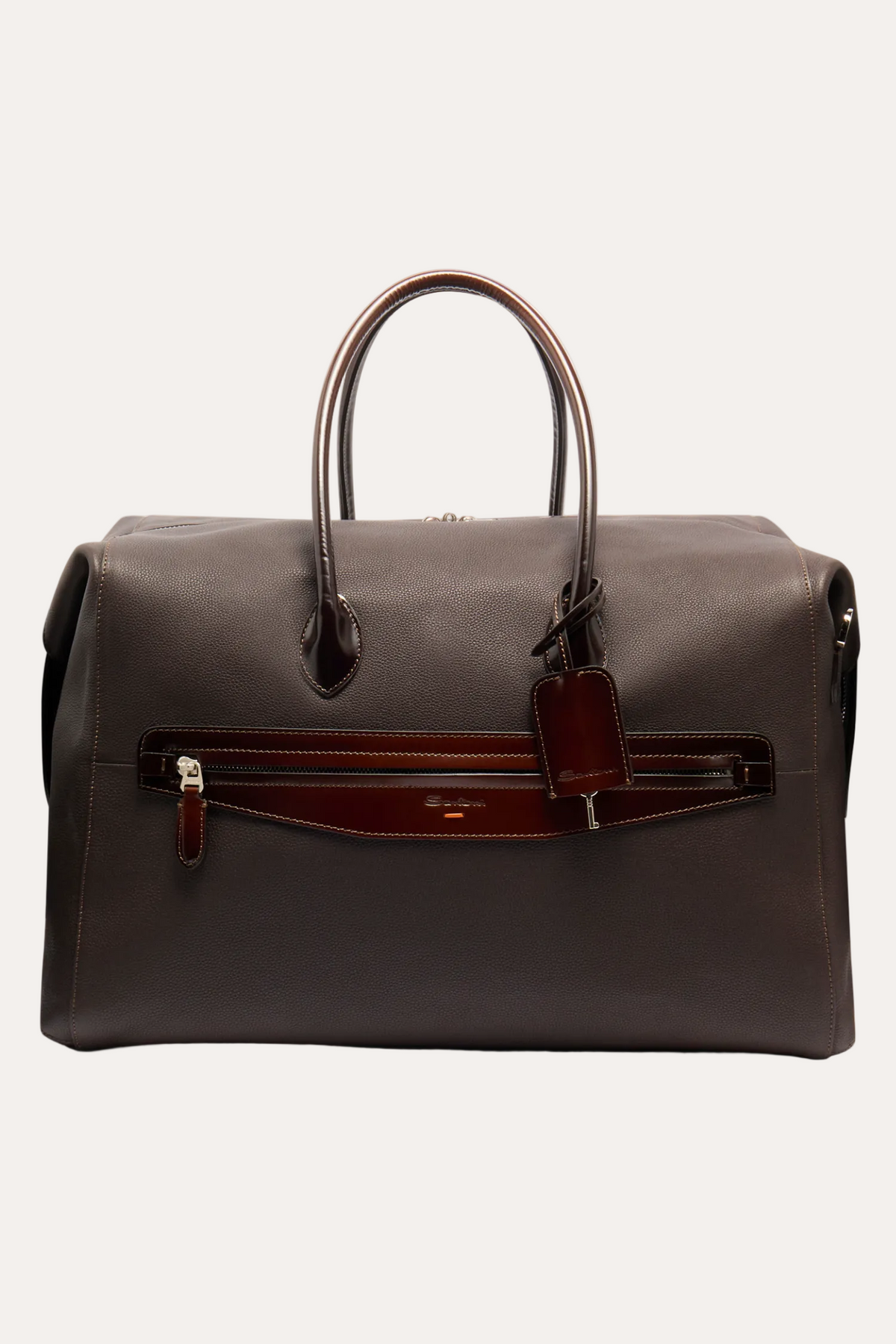 Tumbled Leather Weekend Bag Dark Brown