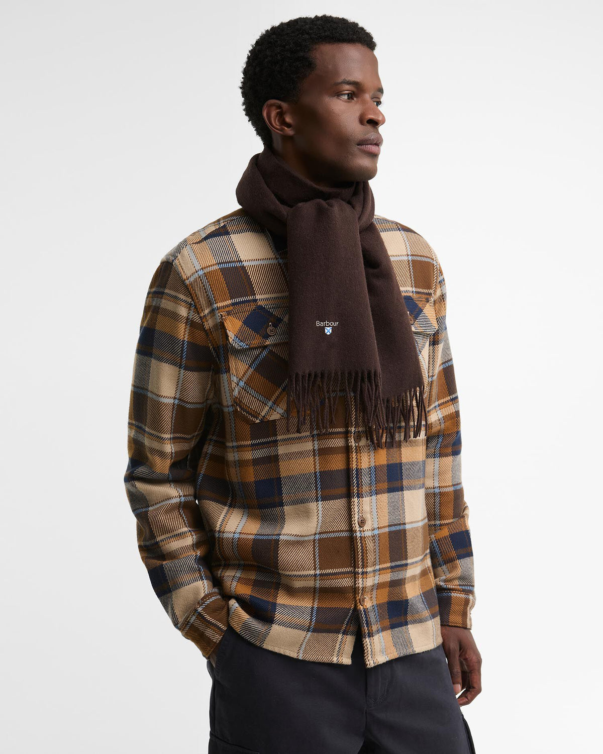 Plain Lambswool Scarf Rustic - modellbilde