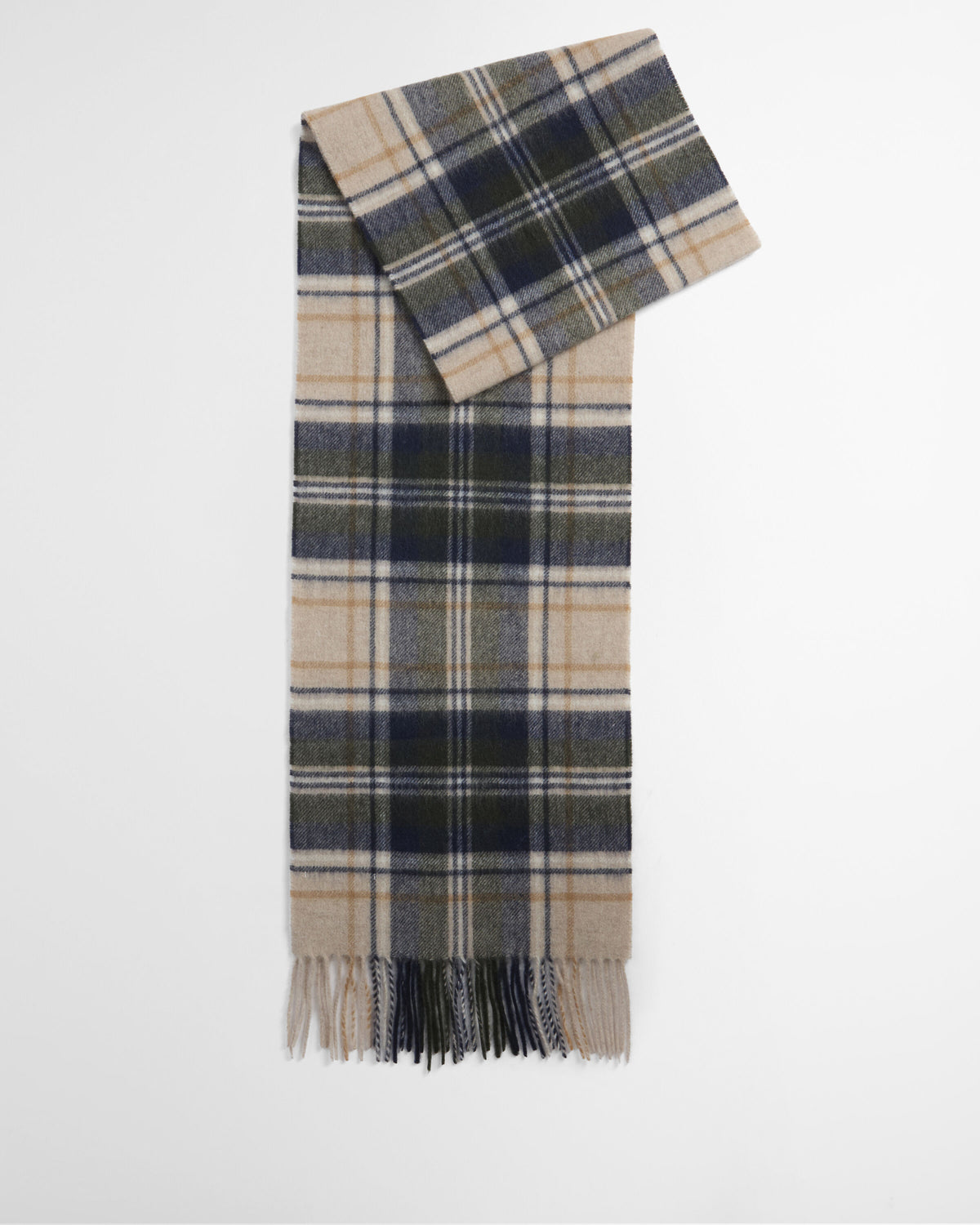New Check Tartan Scarf Sand Beige Plaid - modellbilde