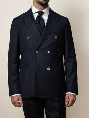 Vicenza Regular Fit Double Breasted Wool Blazer Peacoat Blue