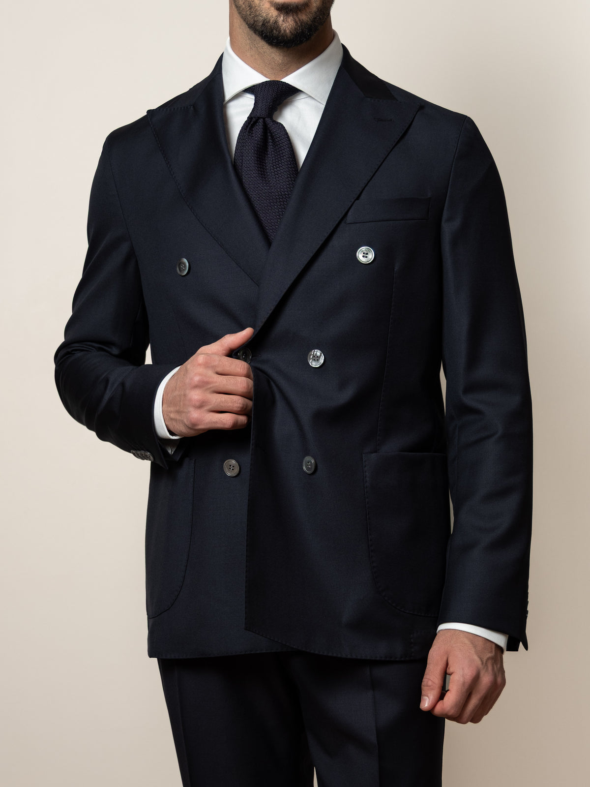 Vicenza Regular Fit Double Breasted Wool Blazer Peacoat Blue