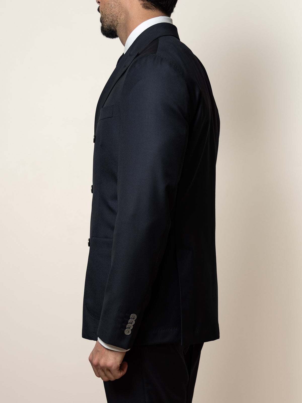 Vicenza Regular Fit Double Breasted Wool Blazer Peacoat Blue