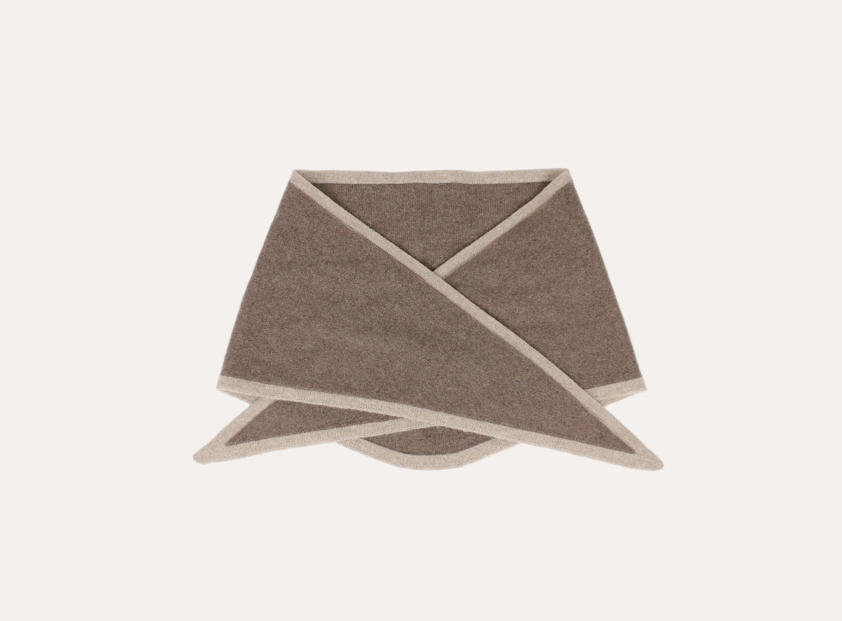 Lara Duo Wool Cashmere Triangle - Brun med beige kant