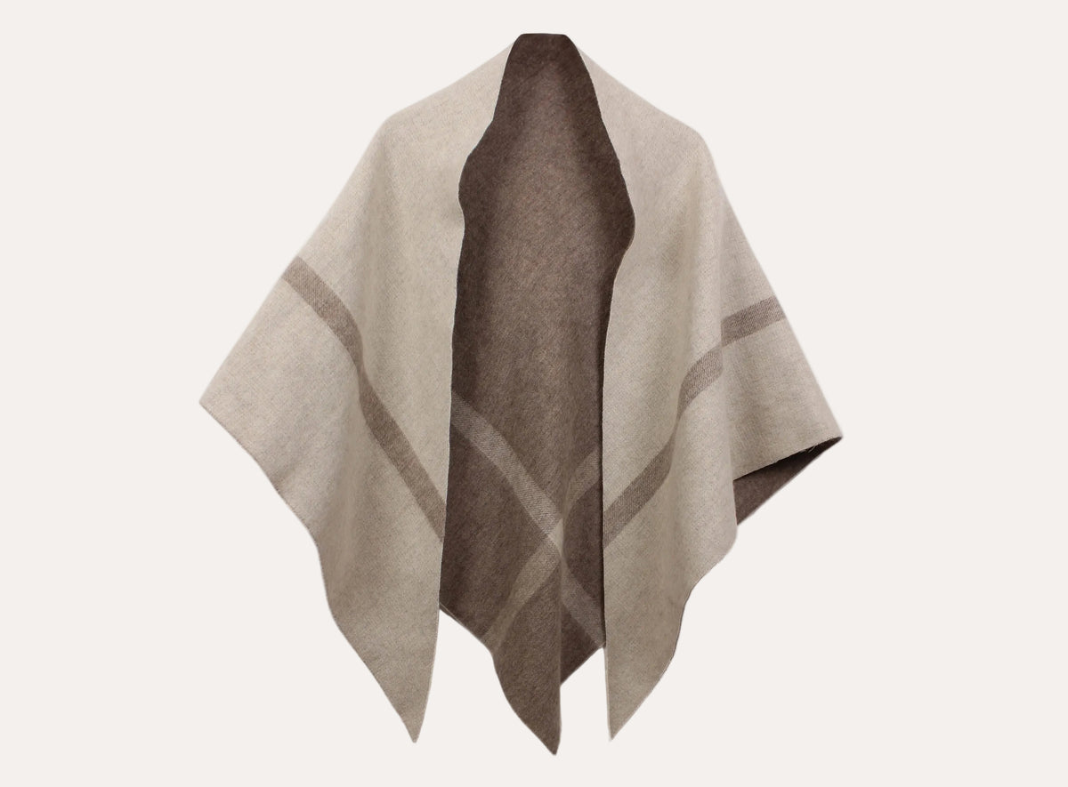 Nina Double Sided Wool Shawl - Beige