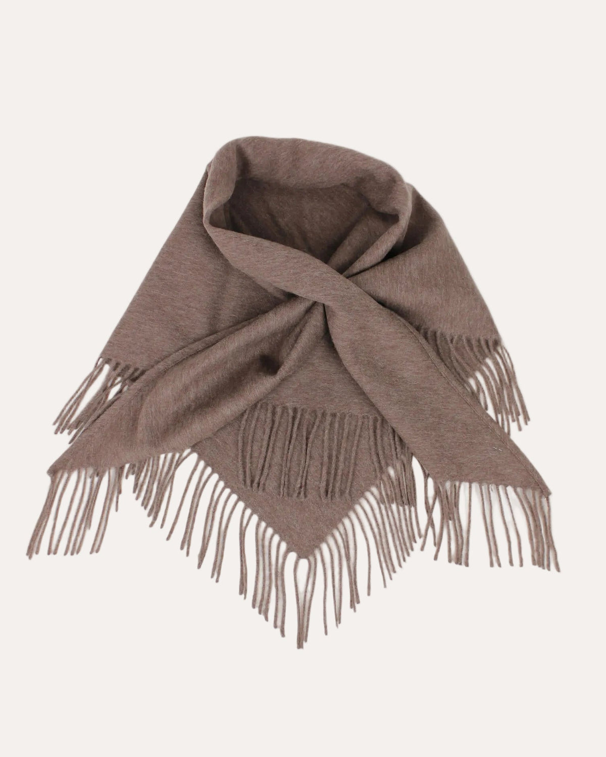 Oda Wool Triangle Fringe Scarf - Lys Brun