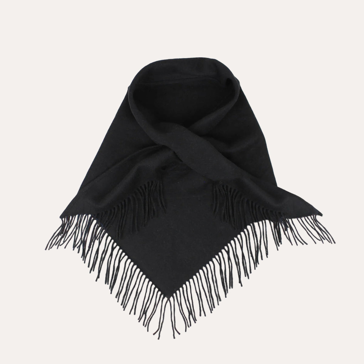 Oda Wool Triangle Fringe Scarf - Sort