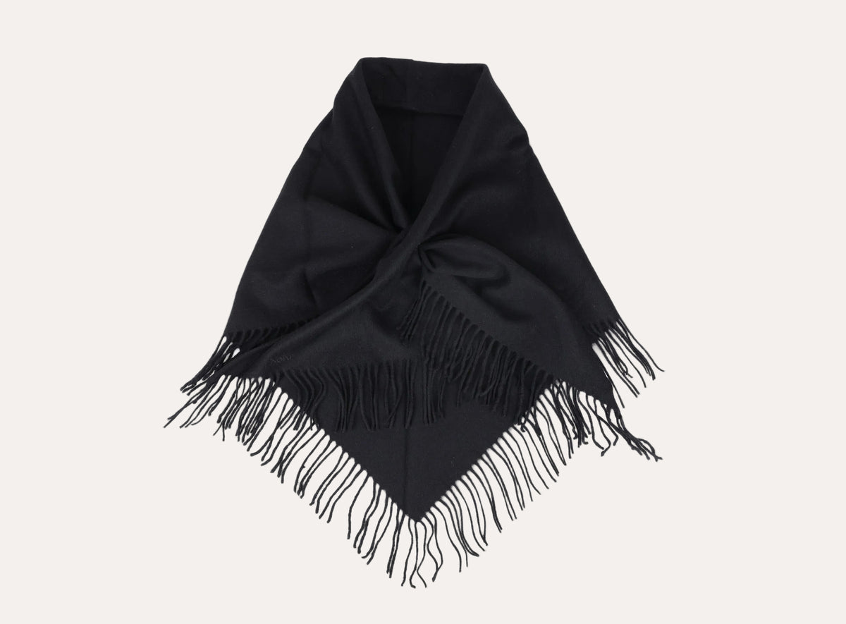 Oda Wool Triangle Fringe Scarf - Sort