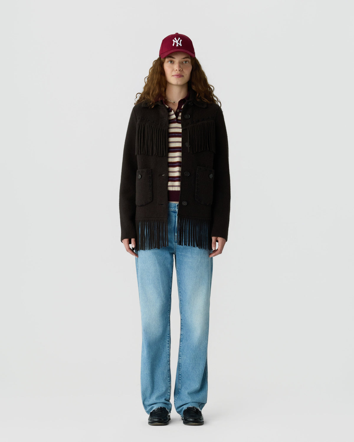 Western Fringe Jacket Burnt Cocoa - modellbilde
