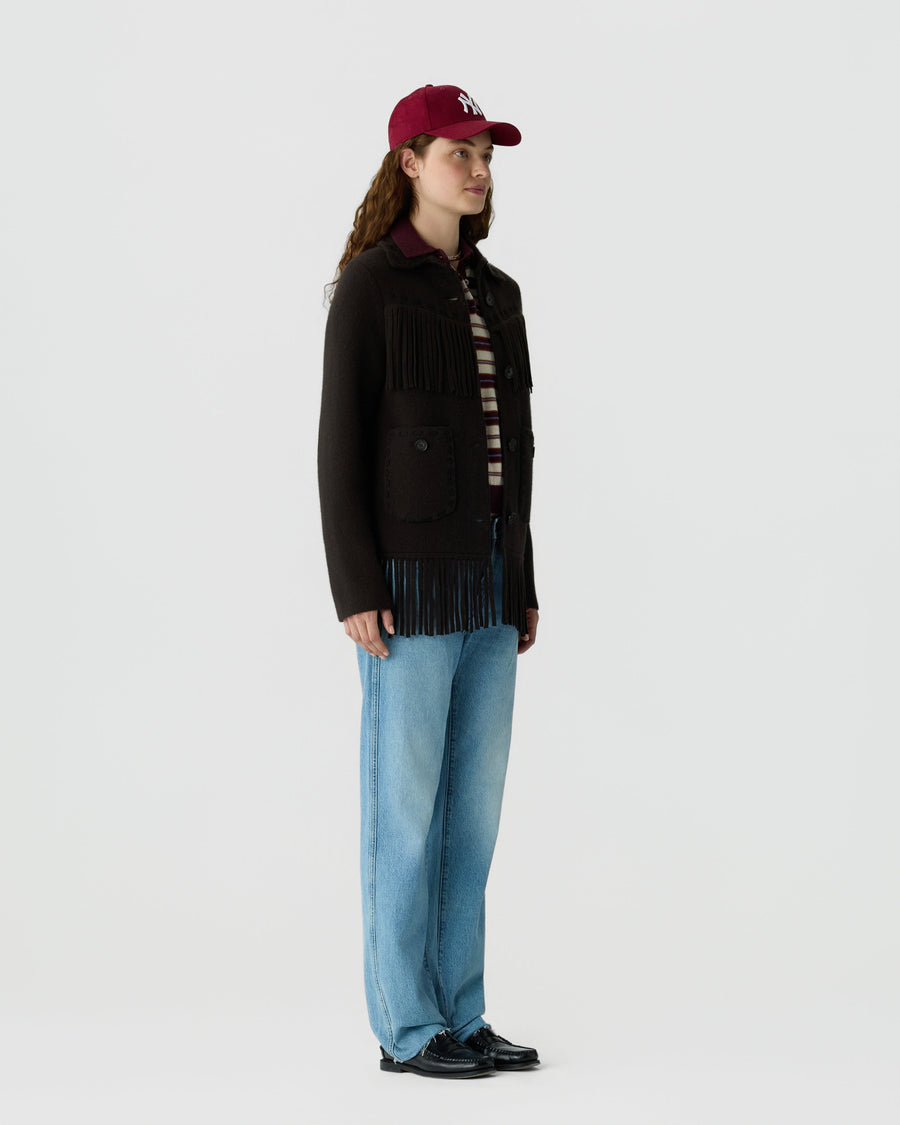 Western Fringe Jacket Burnt Cocoa - modellbilde