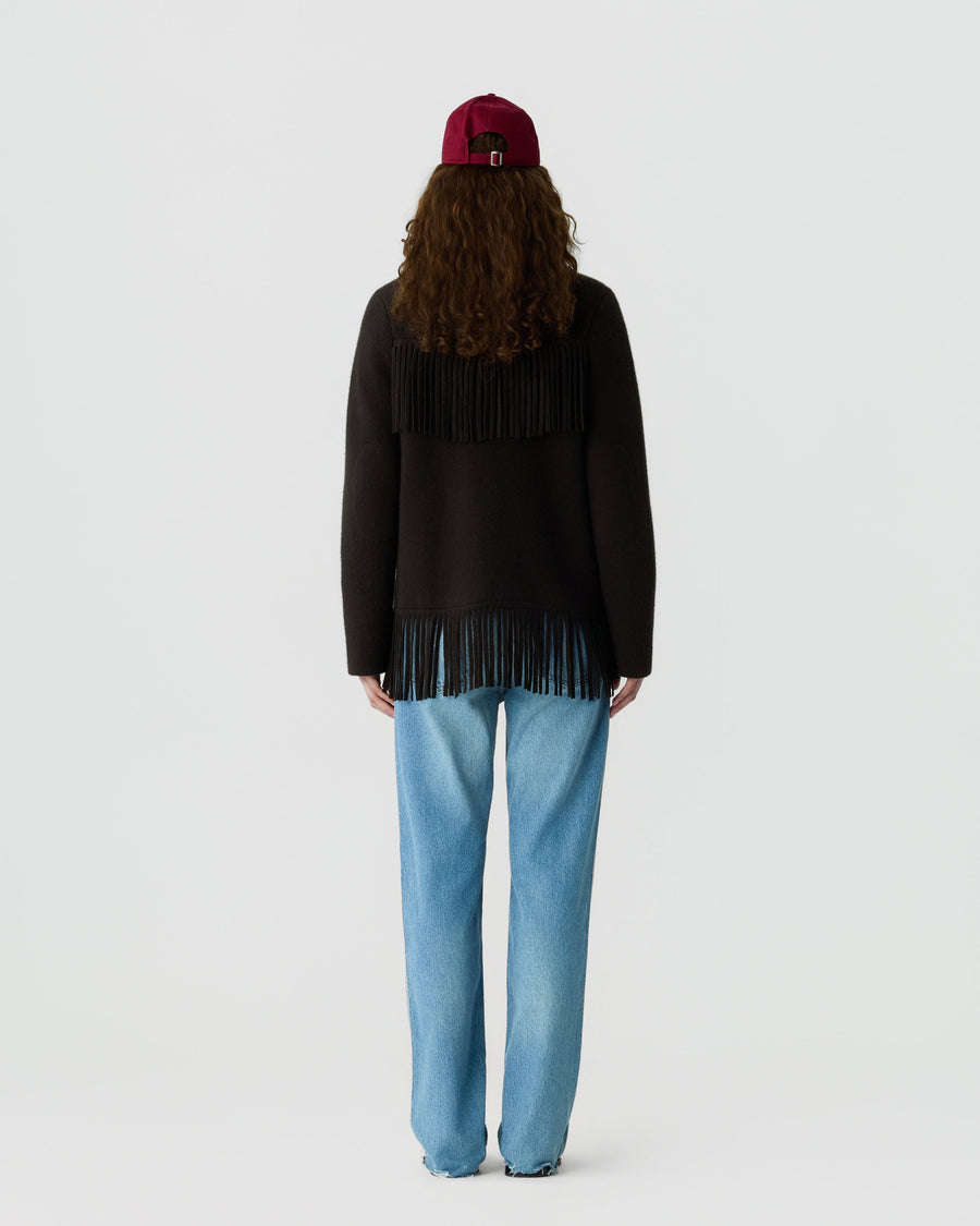 Western Fringe Jacket Burnt Cocoa - modellbilde