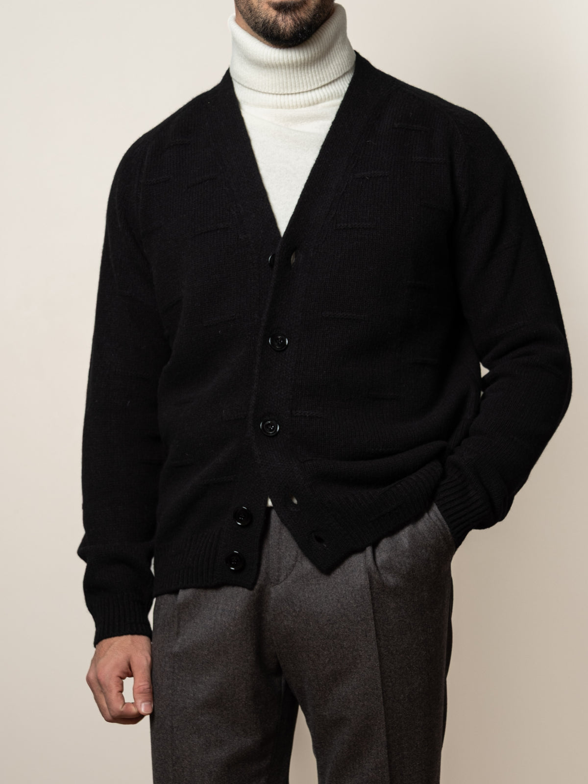 Wool Cardigan Black