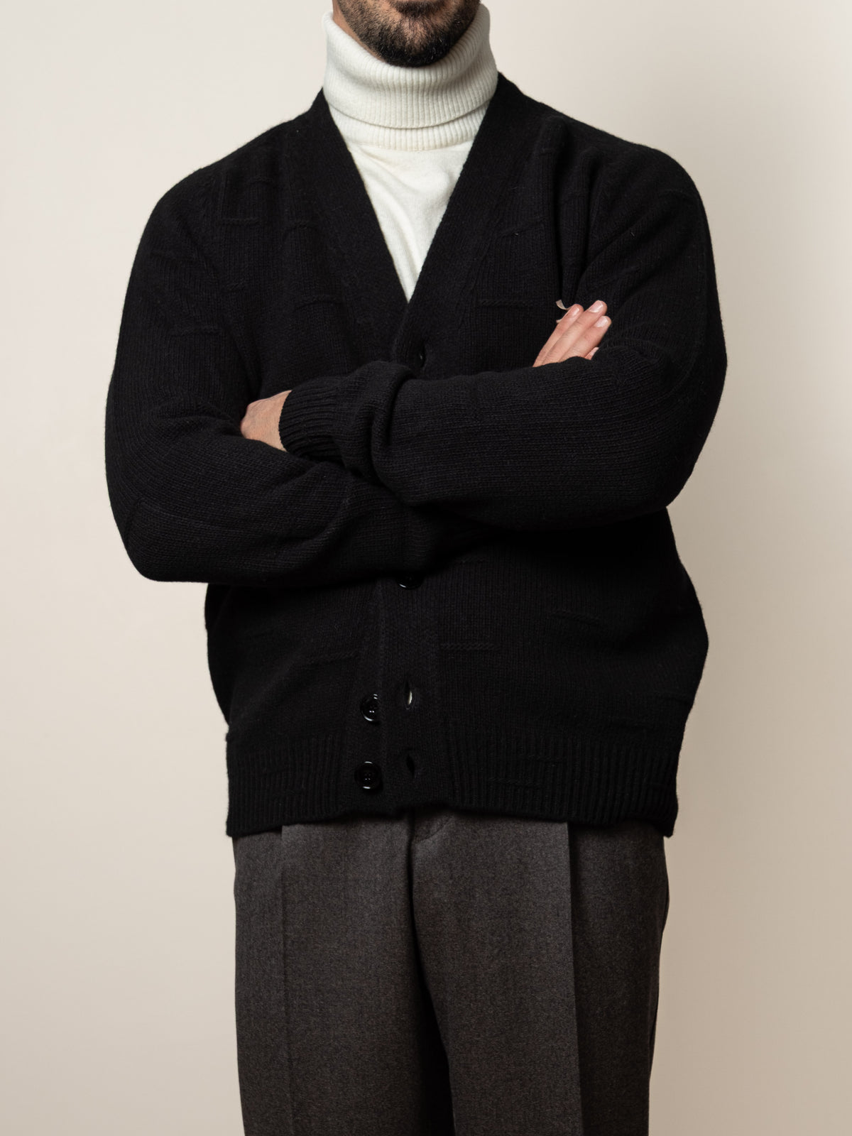 Wool Cardigan Black
