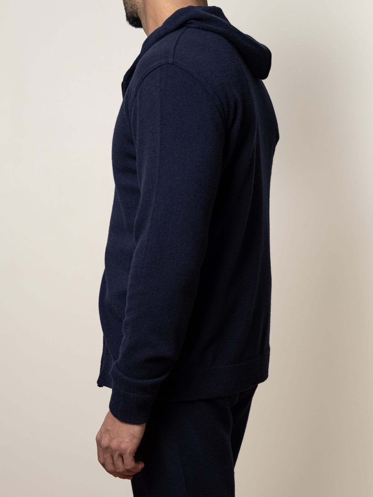Wool/Cashmere Zip Hoodie Navy