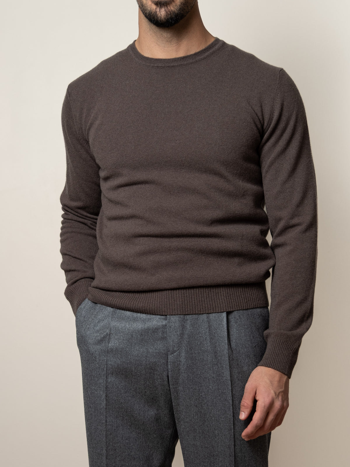 Wool/Cashmere Knitted Sweater Brown