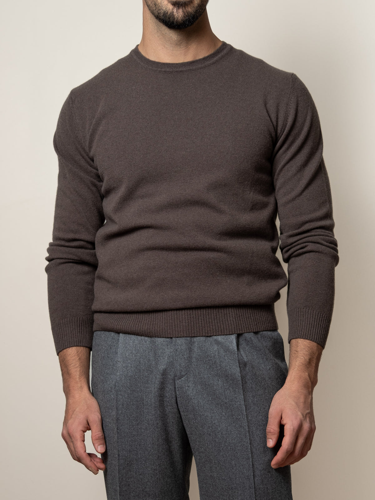 Wool/Cashmere Knitted Sweater Brown