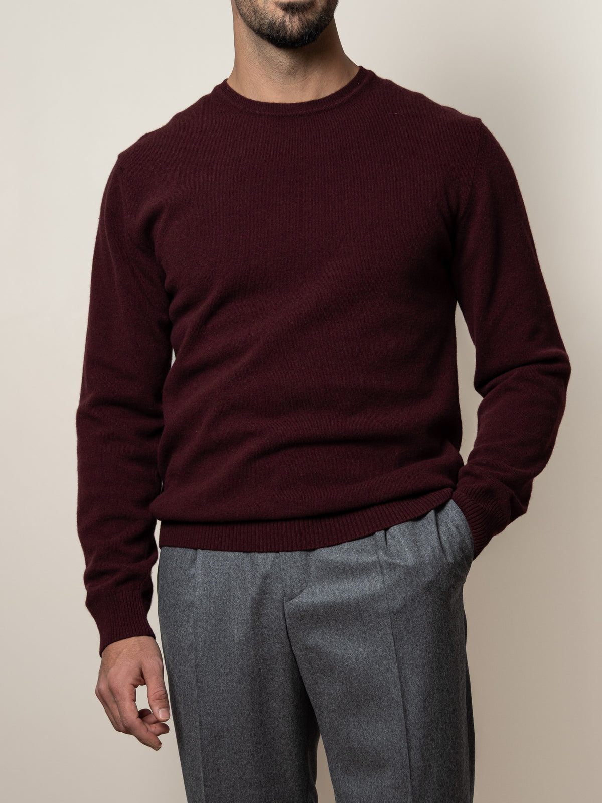 Wool/Cashmere Knitted Sweater Burgundy