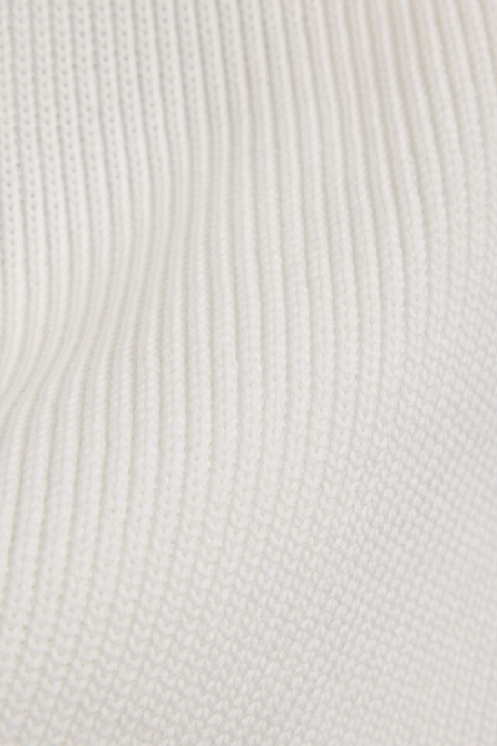 Woven Cotton Zipped Sweater Cream