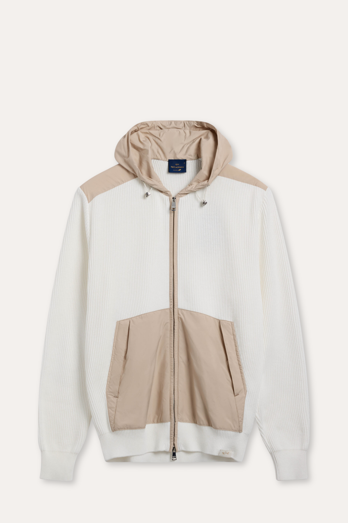 Woven Cotton Zipped Sweater Cream
