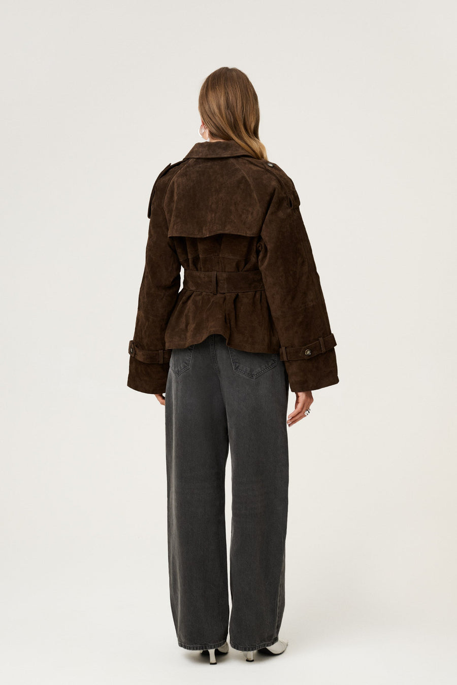 York Cropped Trench Coat Dark Brown