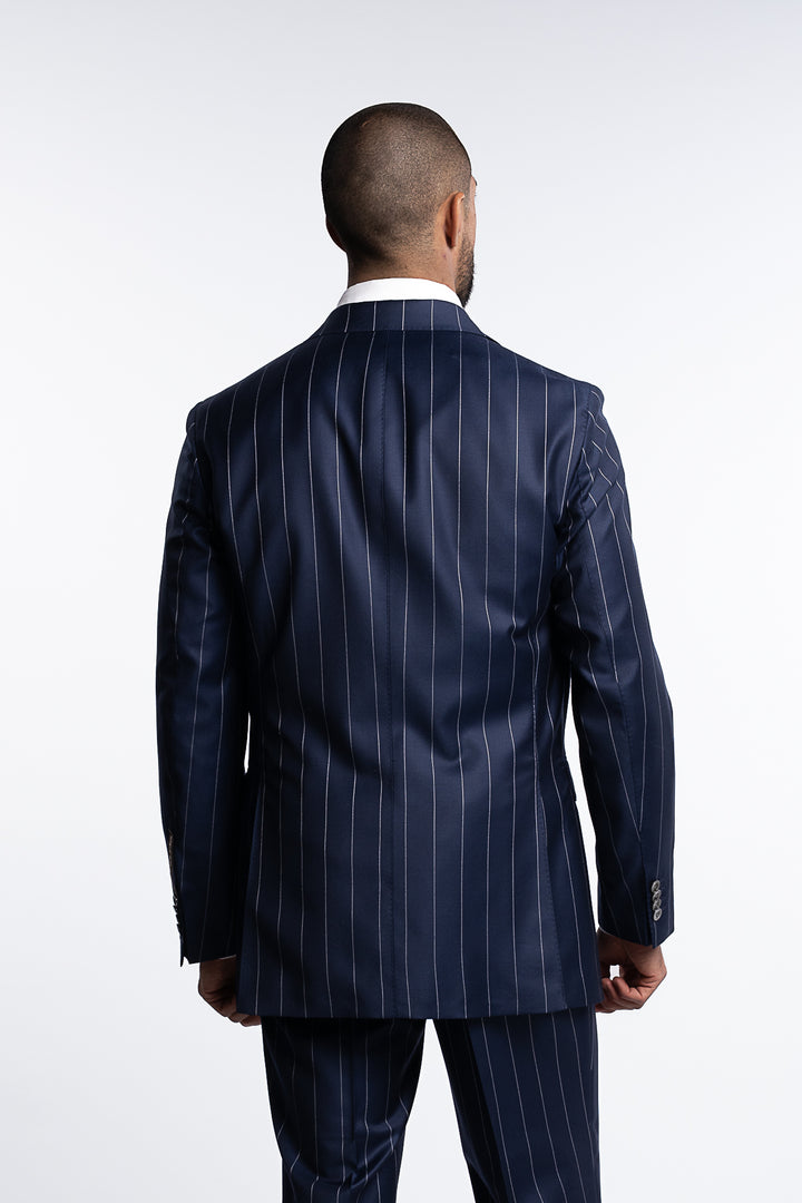 Falconer Regular Fit Double Breasted Twill Blazer Dark Blue