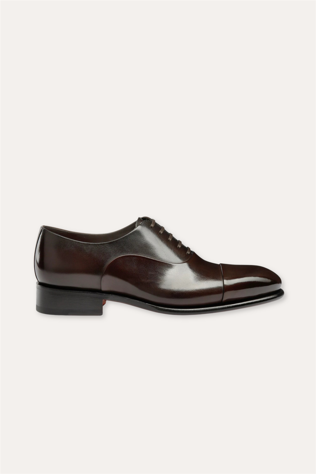 Isaac Polished Leather Oxford Shoe Dark Brown