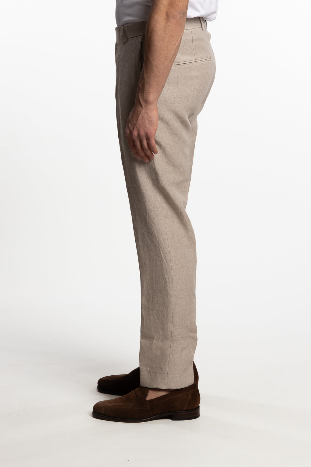 Denz Slim Fit Linen Trousers Natural Beige