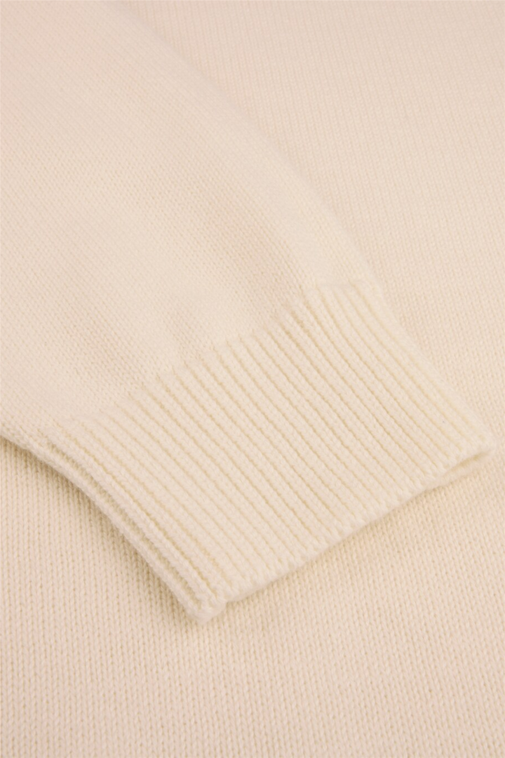 Sweater Knitted Crew Neck Organic Cotton Off-White