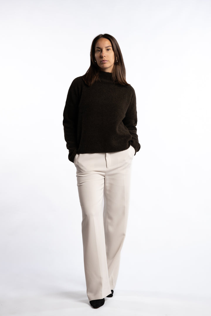 Mika Yak Funnelneck Sweater- Dark khaki green