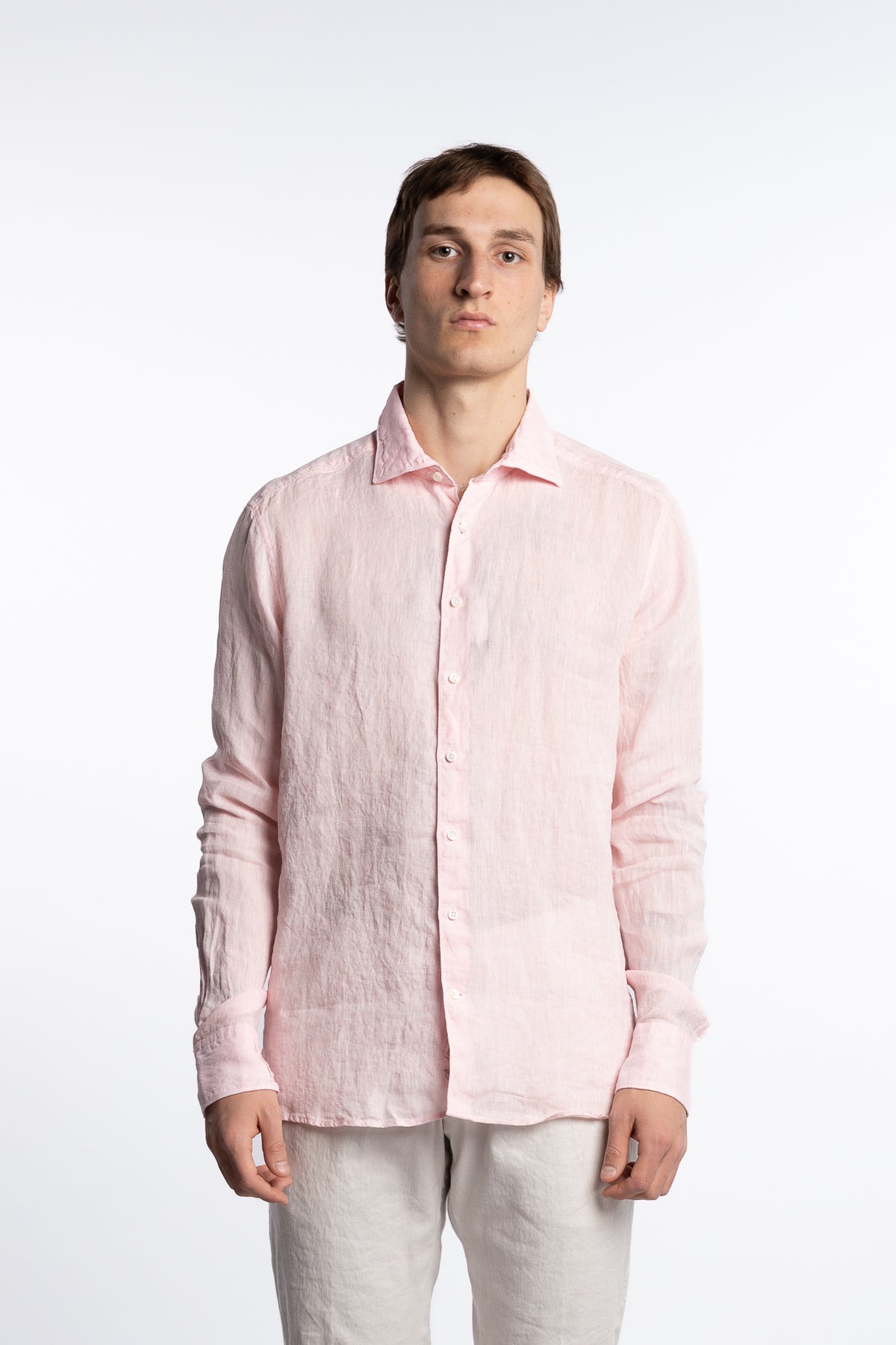 Slimline Linen Shirt Light Pink