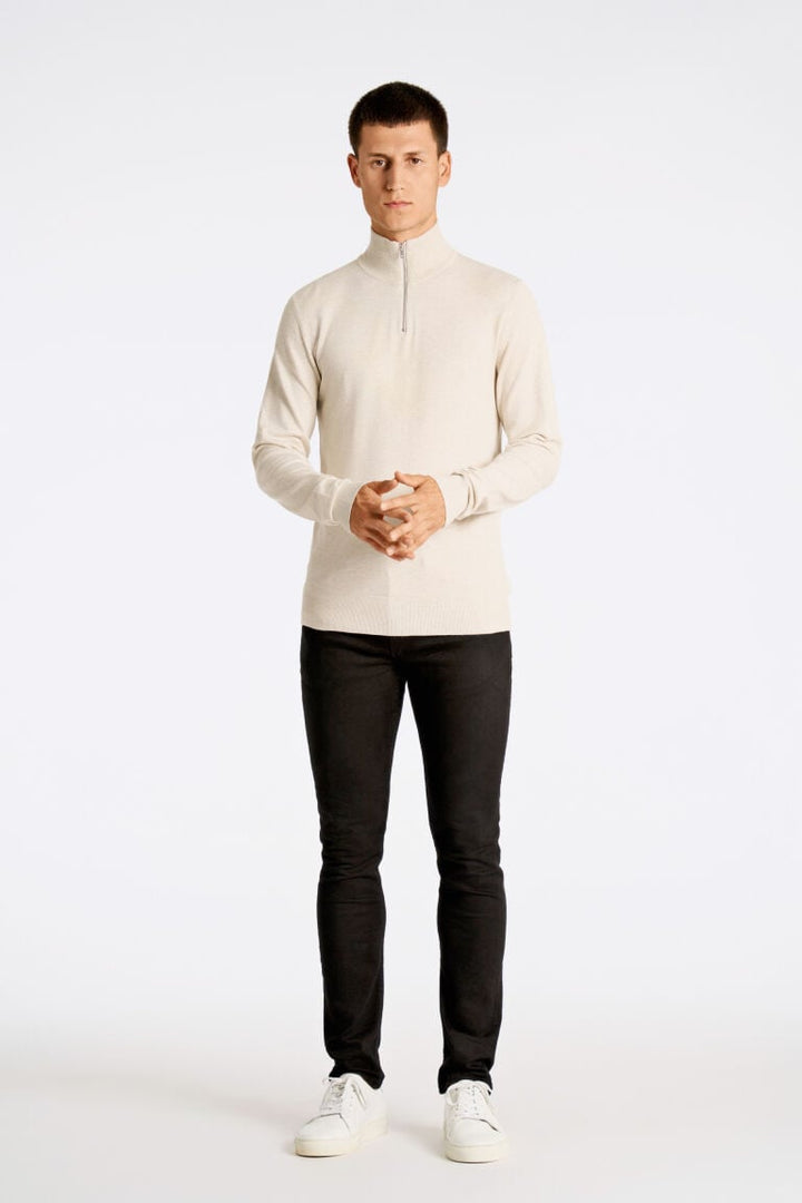 Ecovero Half-Zip Knit Off White Mel