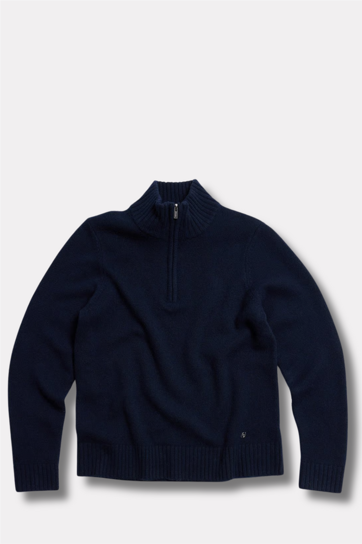 Half-Zip Wool Sweater Navy