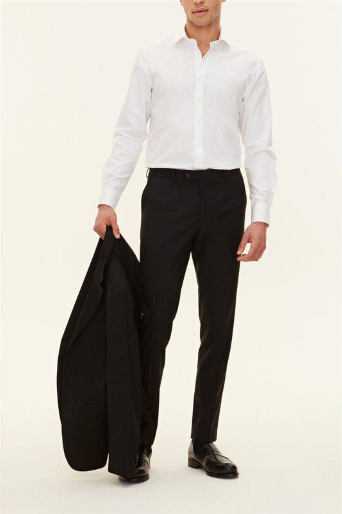 Denz Slim Fit Wool Trousers Black