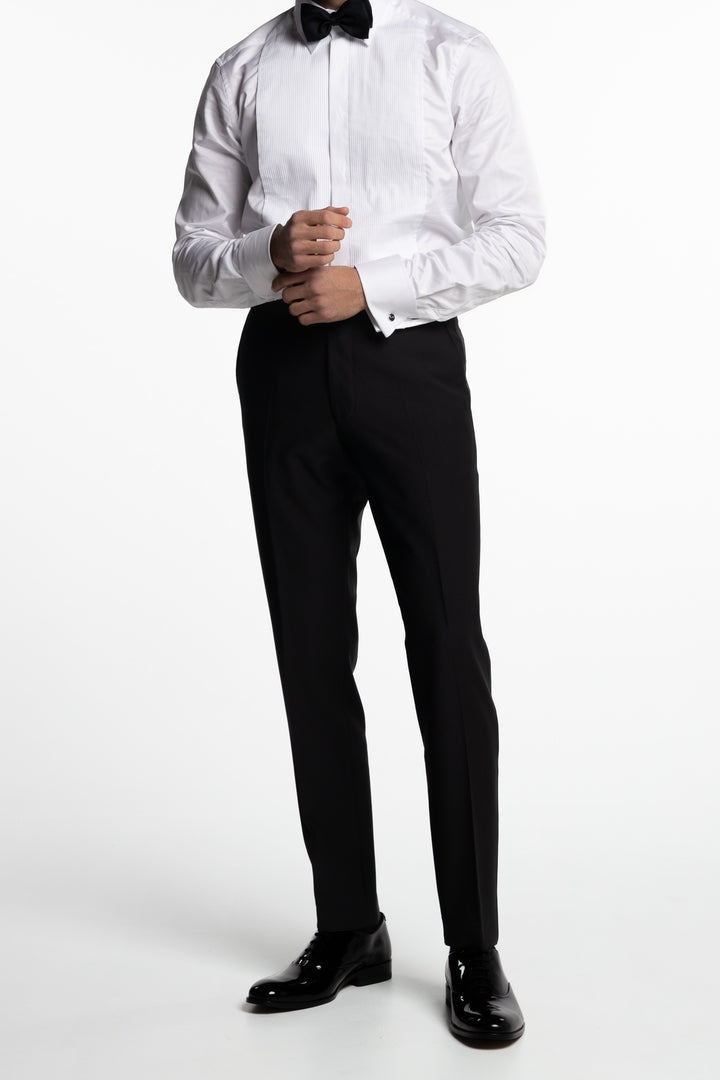 Denz Slim Fit Tuxedo Trousers Black