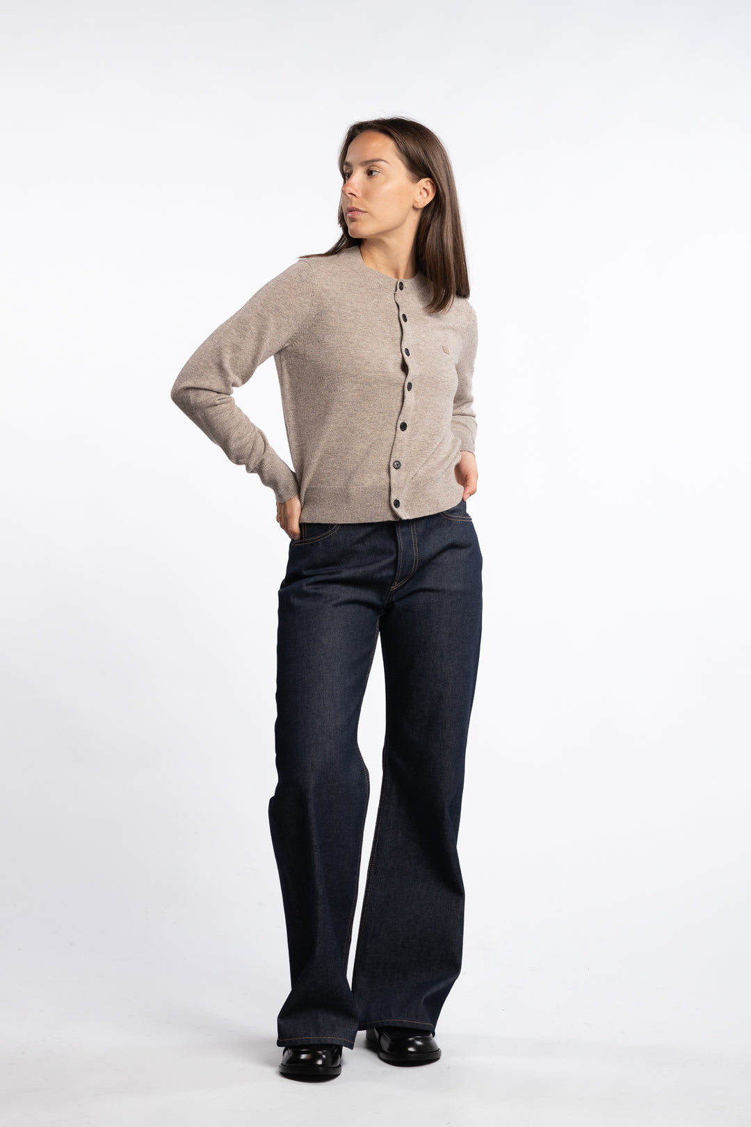 Cardigan Yak Wool- Greige melange