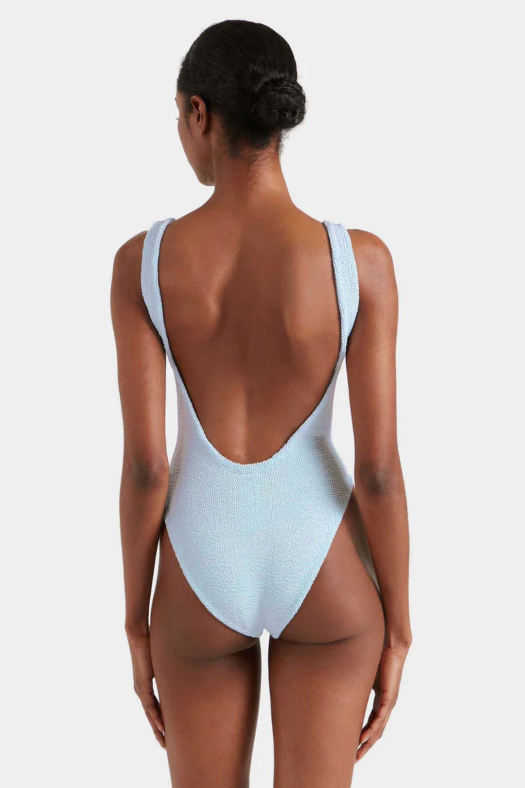 Square Neck Swim- Metallic Ice Blue