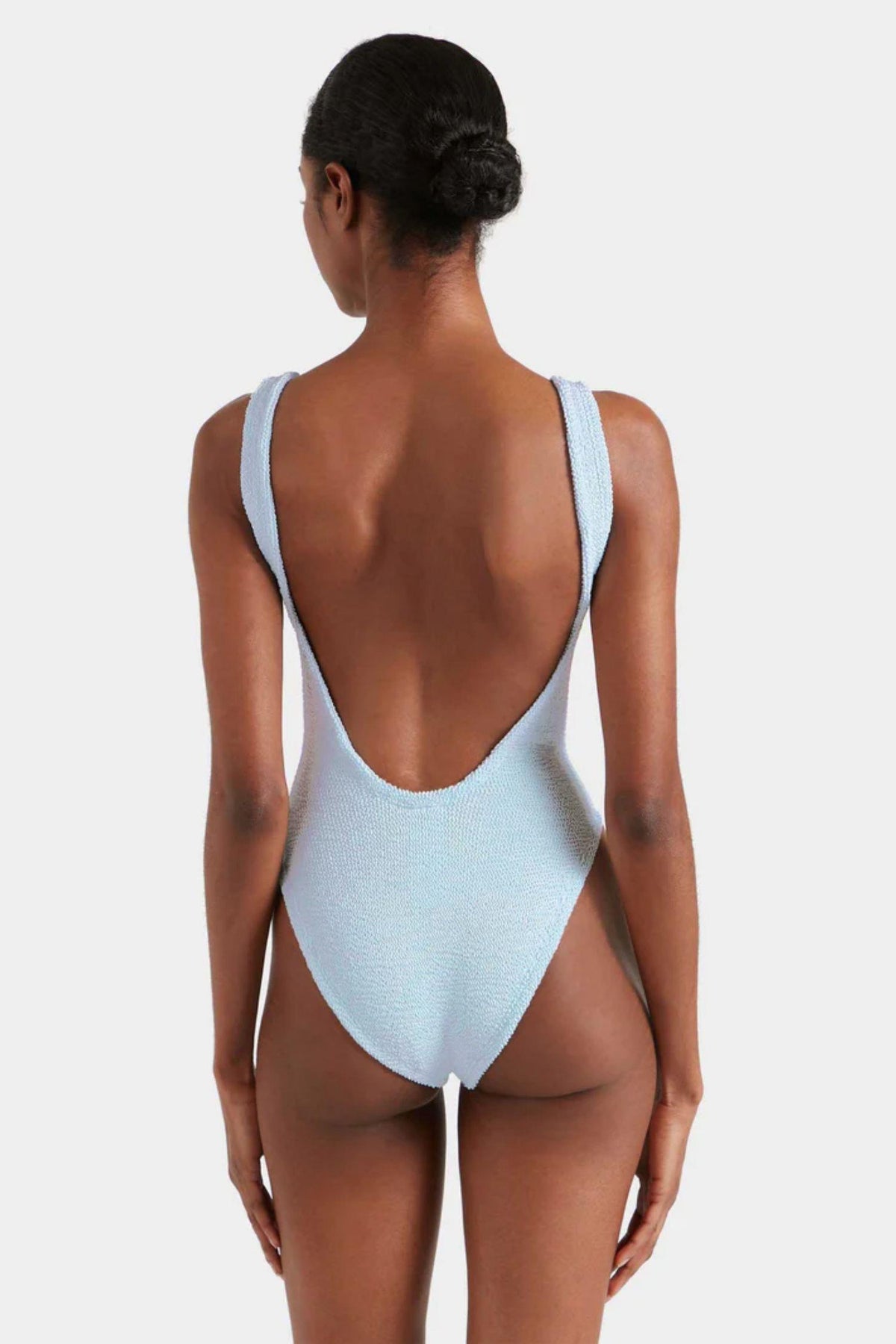 Square Neck Swim- Metallic Ice Blue
