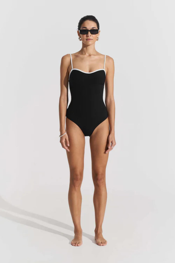 New Ribbed Swimsuit- Black