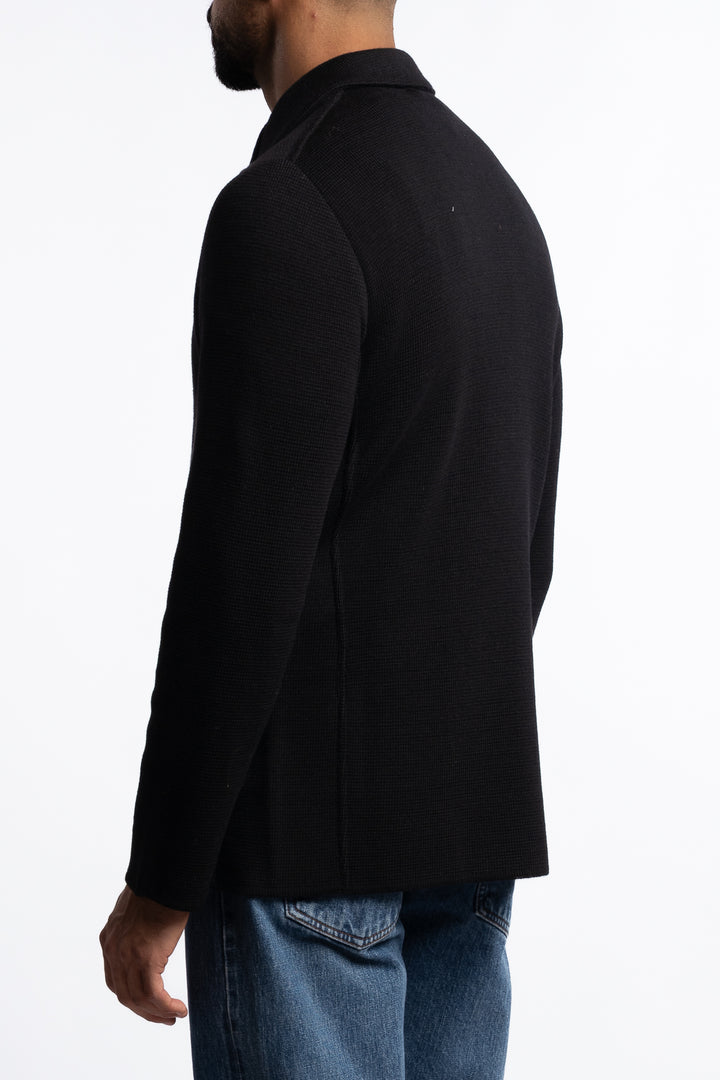 Knitted Wool Peacoat Black