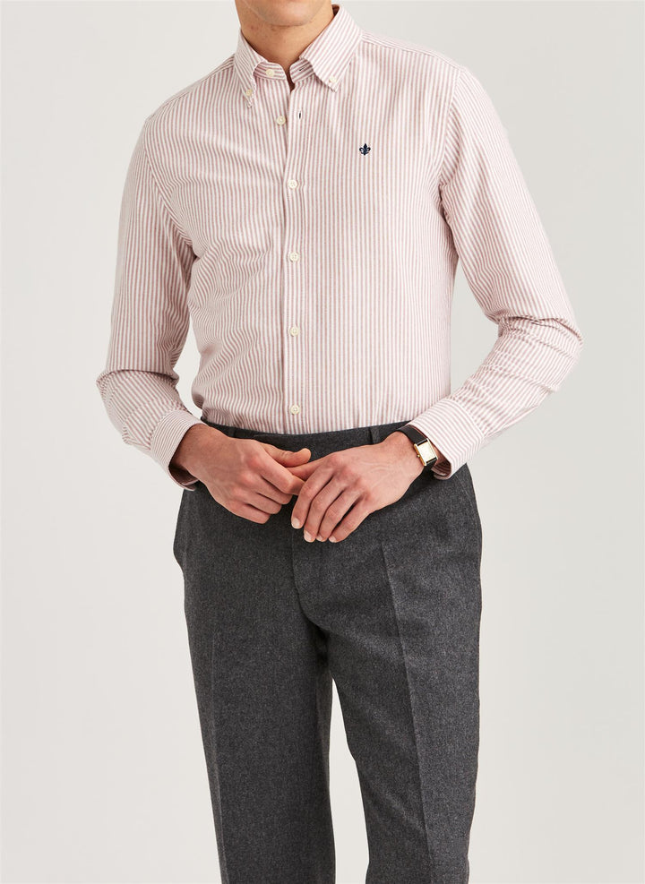 Douglas Oxford Slim Fit Shirt Red Striped
