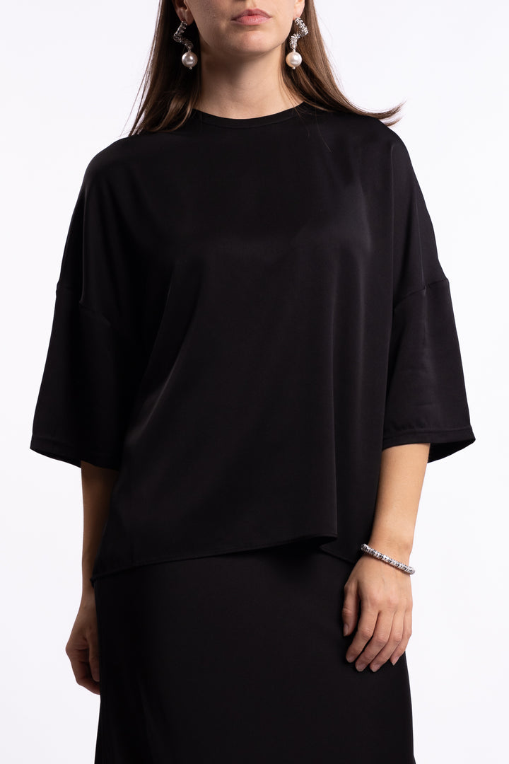 Thess Silk Tee- Black