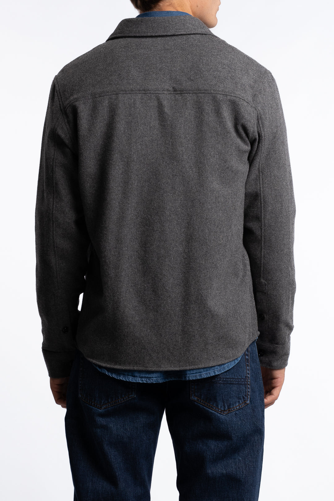 Flat Wool Overshirt Dark Grey Melange