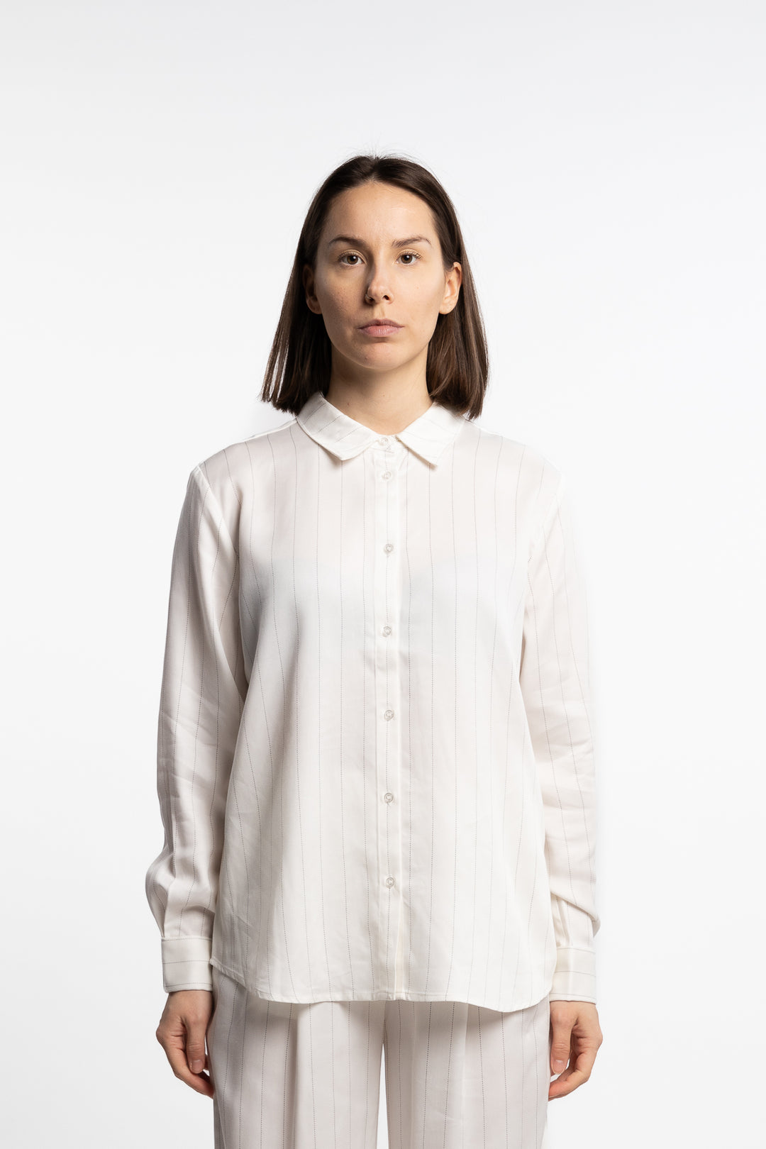 Cilla Shirt- Cream Pinstripe