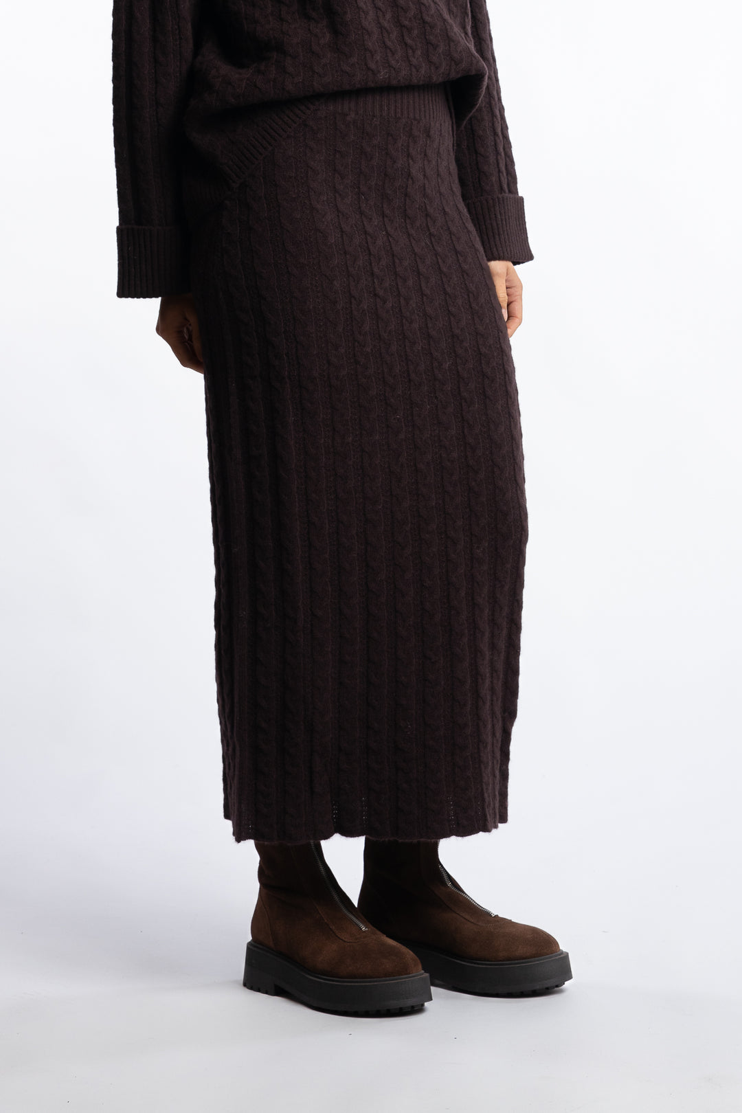 Valencia Merino Skirt- Dark brown