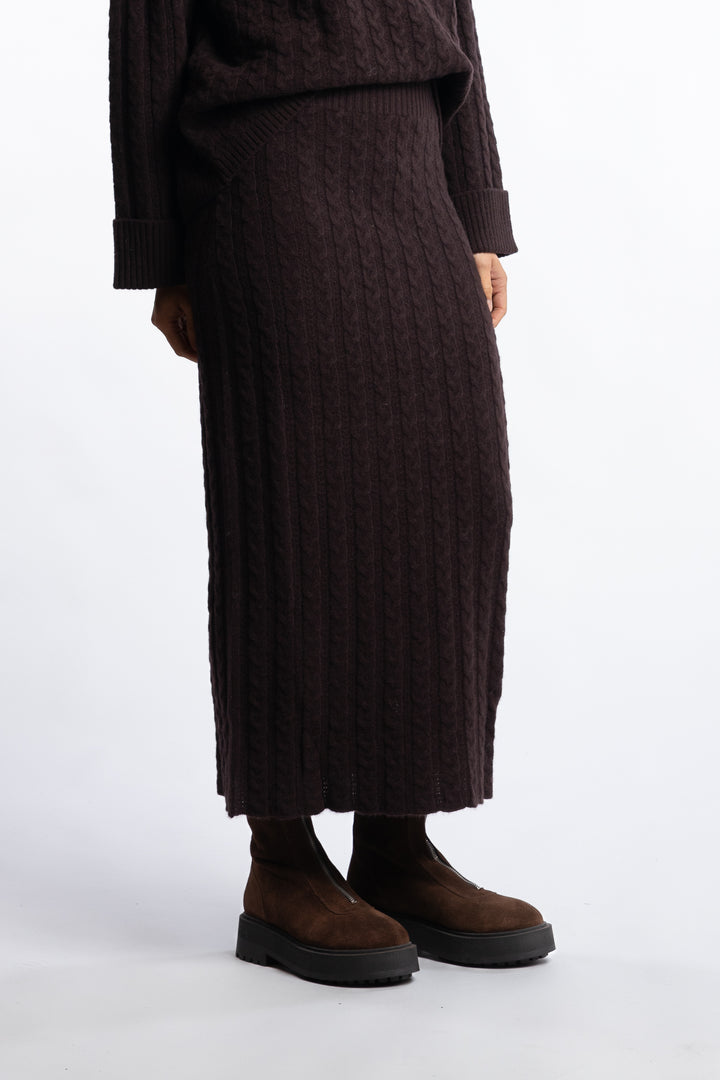 Valencia Merino Skirt- Dark brown