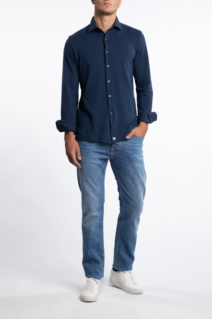 Jersey Cotton Shirt Navy