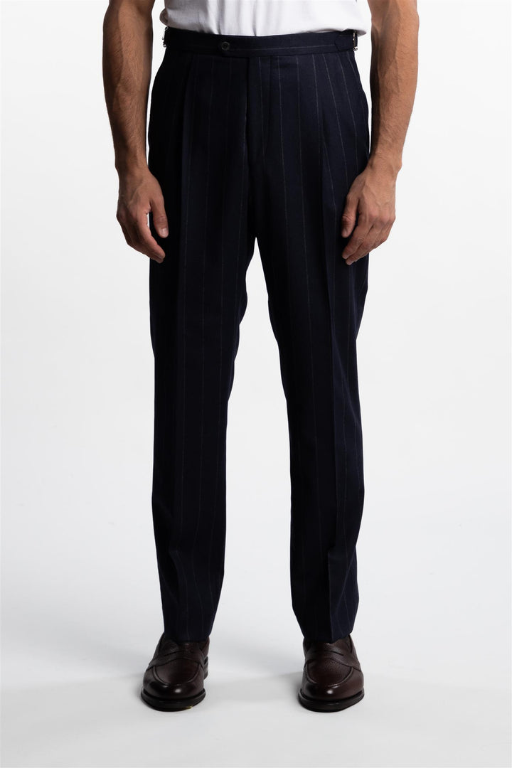 Prato Flannel Trousers Pinstripe Navy