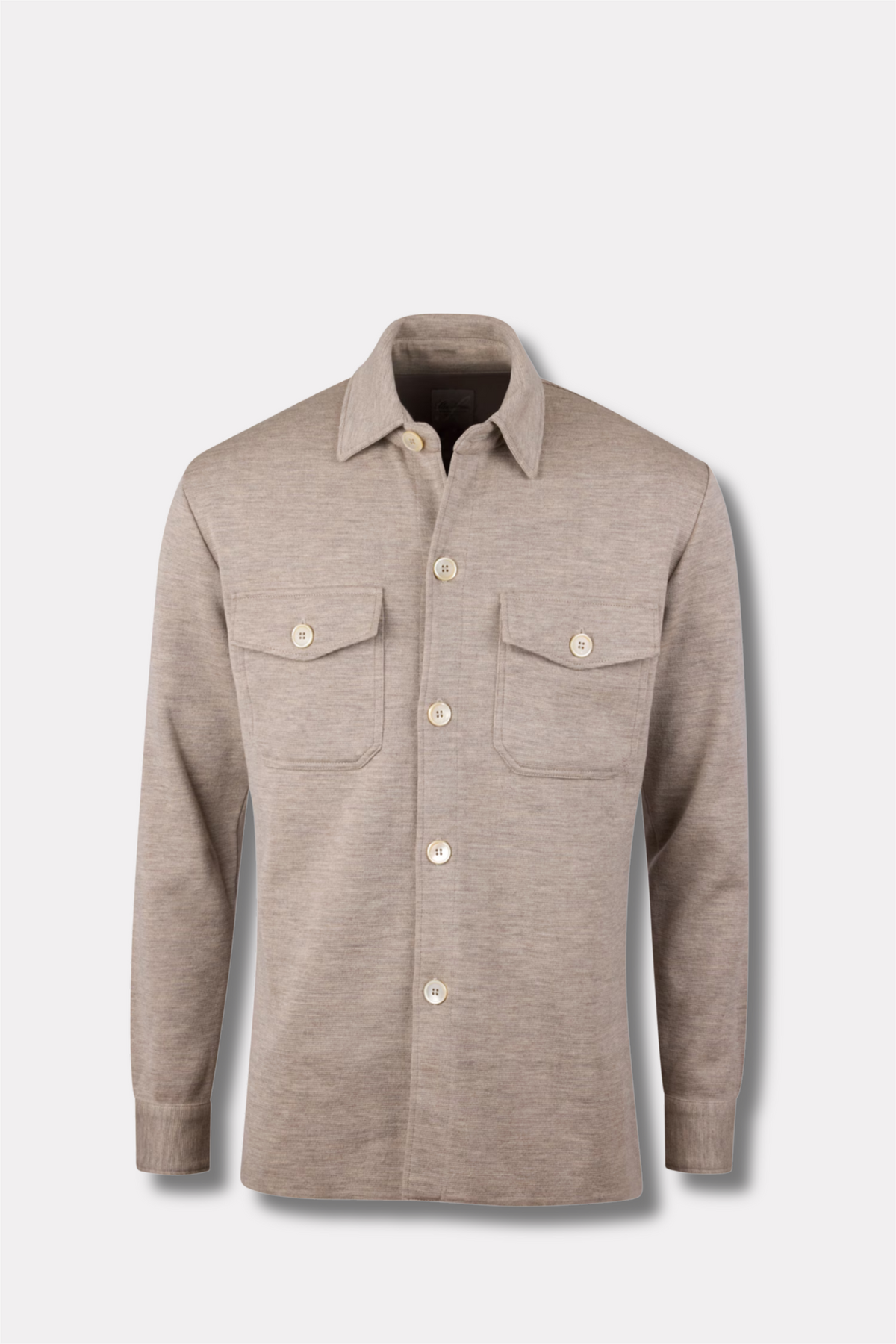Knitted Merino Wool Overshirt Beige