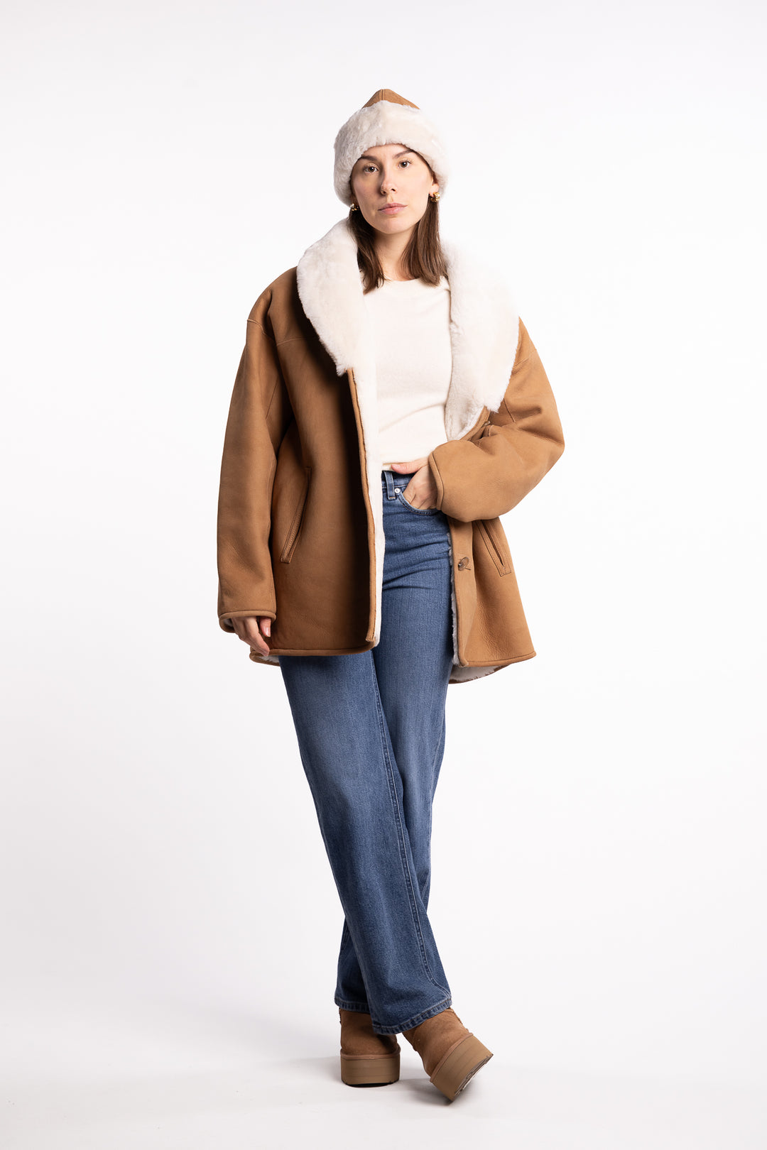 Melli Shearling Jacket- Camel Suede