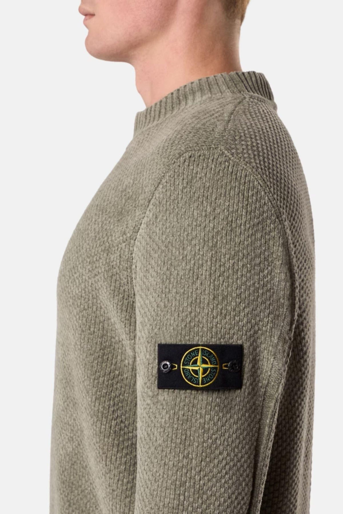 5100005 Mock Neck Jumper With Ribbed Trims Sage Green