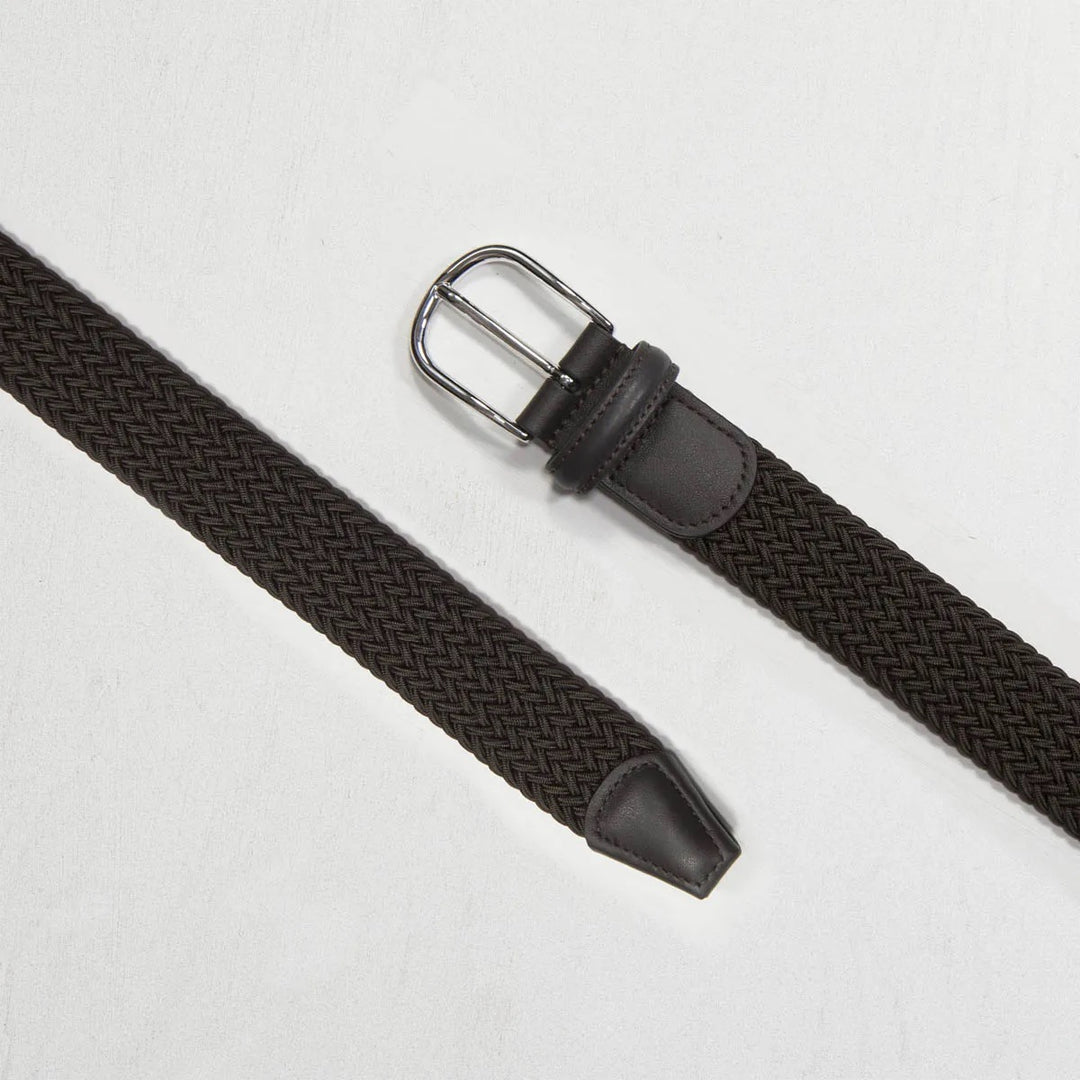 Classic Elastic Woven Belt Brown 3,5 cm